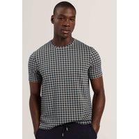 Ted Baker Checked Crew Neck T-Shirt Navy