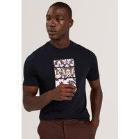 Ted Baker Pure Cotton Floral Graphic T-Shirt Navy