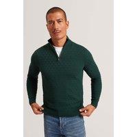 Ted Baker Wool Blend Textured Half Zip Jumper Green