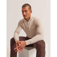 Ted Baker Wool Blend Textured Half Zip Jumper Natural
