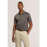 Ted Baker Checked Half Zip Polo Shirt Dark Brown