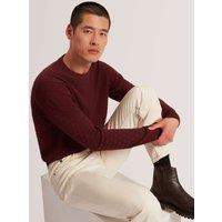 Ted Baker Wool Blend Textured Crew Neck Jumper Burgundy