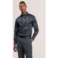 Ted Baker Regular Fit Cotton Rich Printed Luxury Shirt Navy