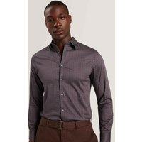 Ted Baker Regular Fit Cotton Rich Geometric Luxury Shirt Navy Mix