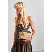 Katie Loxton Wristlet Raffia Clutch Bag Chocolate