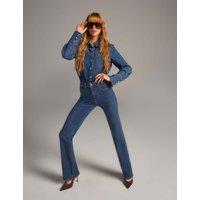 River Island High Waisted Straight Leg Jeans Blue Denim