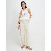 River Island High Waisted Barrel Jeans Cream