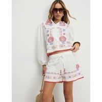 River Island Embroidered Shorts White Mix