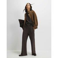 River Island Textured Wide Leg Trousers Chocolate