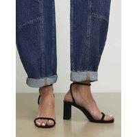 River Island Wide Fit Ankle Strap Block Heel Sandals Black