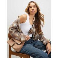 River Island Faux Suede Cross Body Bag Beige
