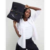 River Island Monogram Stripe Tote Bag Black