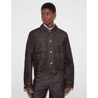 Jigsaw Denim Textured Cropped Jacket Dark Brown