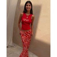 Never Fully Dressed Snake Print Maxi Slip Skirt Red Mix