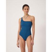 HUSH Crinkle One Shoulder Swimsuit Navy