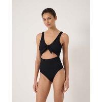 HUSH Crinkle Tie Detail Scoop Neck Swimsuit Black
