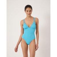 HUSH Crinkle Double Strap V-Neck Swimsuit Turquoise