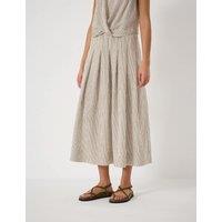 HUSH Striped Midi A-Line Skirt Ivory Mix