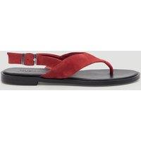 HUSH Suede Flat Sandals Red