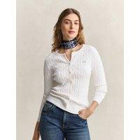GANT Cotton Rich Cable Knit Cardigan White