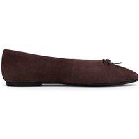 Clarks Leather Bow Square Toe Ballet Pumps Dark Brown