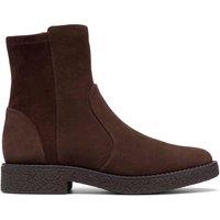 Clarks Suede Block Heel Ankle Boots Dark Brown