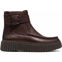 Clarks Torhill Leather Flatform Square Toe Ankle Boots Brown