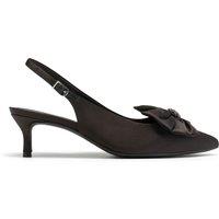 Clarks Zarey Bella Buckle Kitten Heel Pointed Slingback Shoes Black