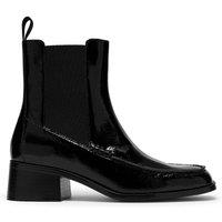 Clarks Patent Leather Block Heel Ankle Boots Black