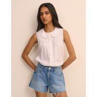 Nobody's Child Pure Cotton Textured Peter Pan Collar Blouse White