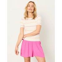 FatFace Cotton Blend Striped Knitted T-Shirt Ivory Mix