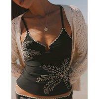 FatFace Cornelli Embroidered Padded Tankini Top Black Mix