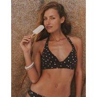 FatFace Printed Triangle Bikini Top Brown Mix