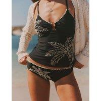 FatFace Cornelli Embroidered Bikini Bottoms Black Mix
