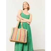 FatFace Straw Striped Tote Bag Multi