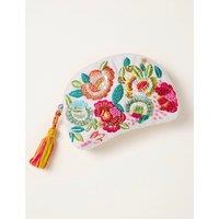 FatFace Pure Cotton Floral Beaded Pouch Multi