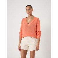 HUSH Linen Blend V-Neck Jumper Orange