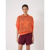 HUSH Pure Cotton Crew Neck Star Jumper Orange