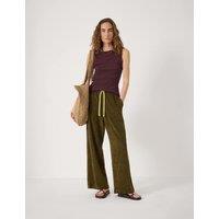 HUSH Cotton Rich Towelling Side Stripe Joggers Olive