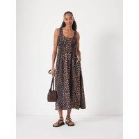 HUSH Leopard Print Scoop Neck Midi Waisted Dress Multi