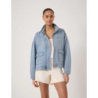 HUSH Supersoft Stand Collar Denim Jacket Light Blue