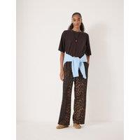 HUSH Cotton Blend Animal Print Side Stripe Joggers Brown Mix