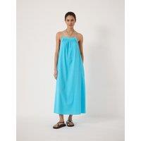 HUSH Pure Cotton Textured Midi Beach Dress Turquoise