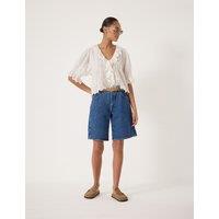 HUSH Denim Knee Length Shorts Mid Blue