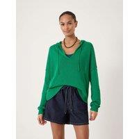 HUSH Linen Blend V-Neck Oversized Hoodie Green