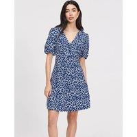 Finery London Printed V-Neck Mini Tea Dress Navy Mix