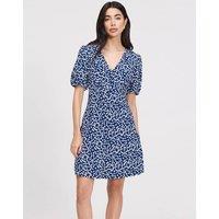 Finery London Printed V-Neck Mini Tea Dress Navy Mix