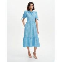 Finery London Printed Midi Tiered Shirt Dress Blue Mix