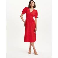 Finery London Printed V-Neck Midi Tea Dress Red Mix
