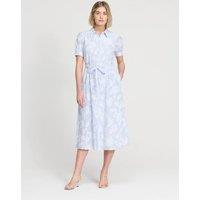 Finery London Pure Cotton Floral Midi Shirt Dress Blue Mix
